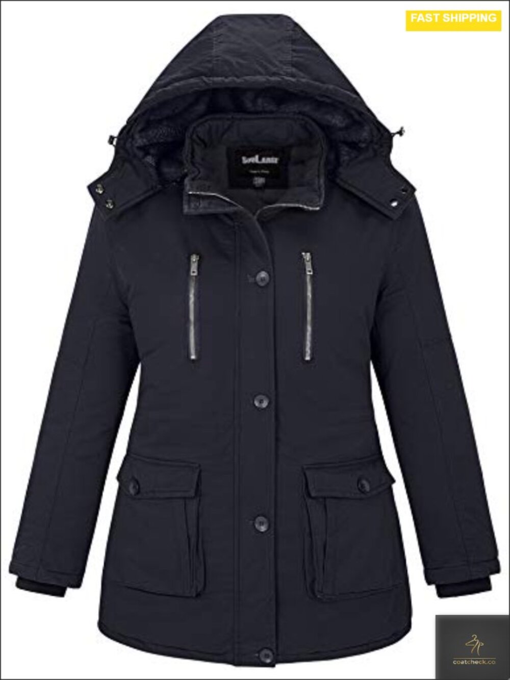 Plus Size Women Winter Cotton Coat Hooded Fleece Lined